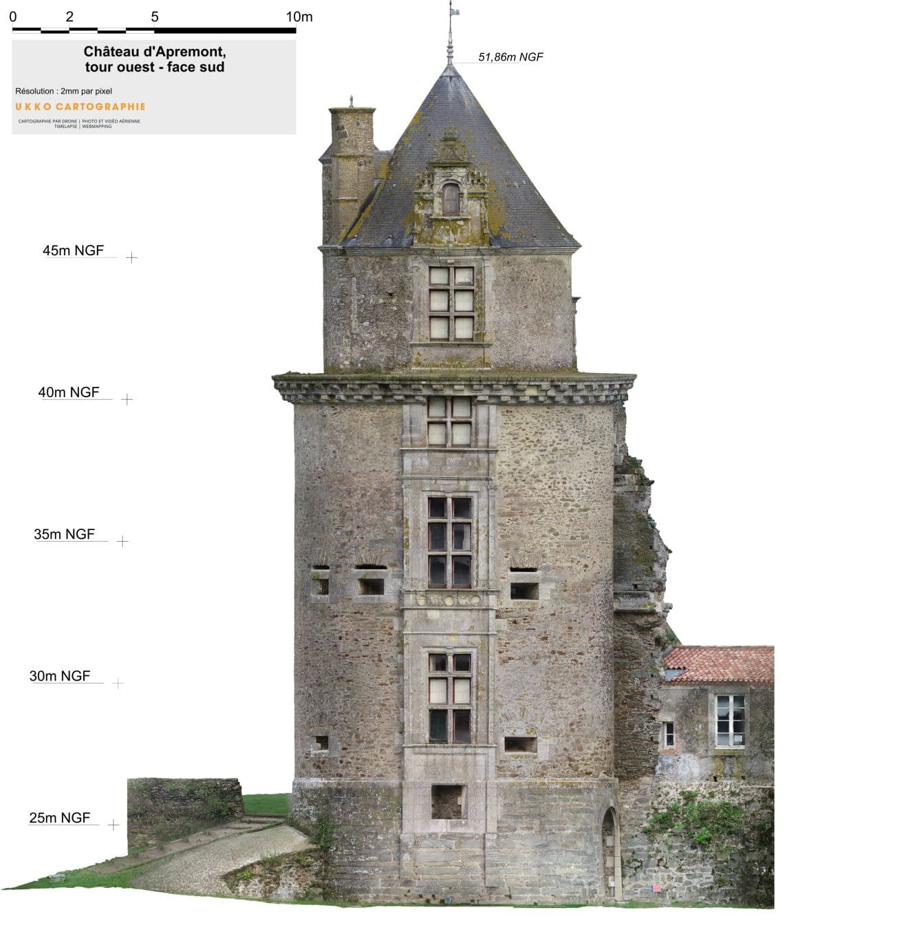 Relevé de façade par photogrammétrie et drone 3 relevé façade château drone