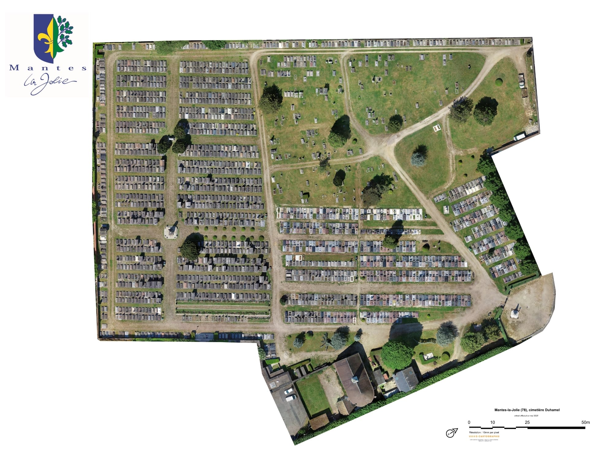 Mise à jour des plans de Mantes La Jolie orthophoto de cimetière par drone