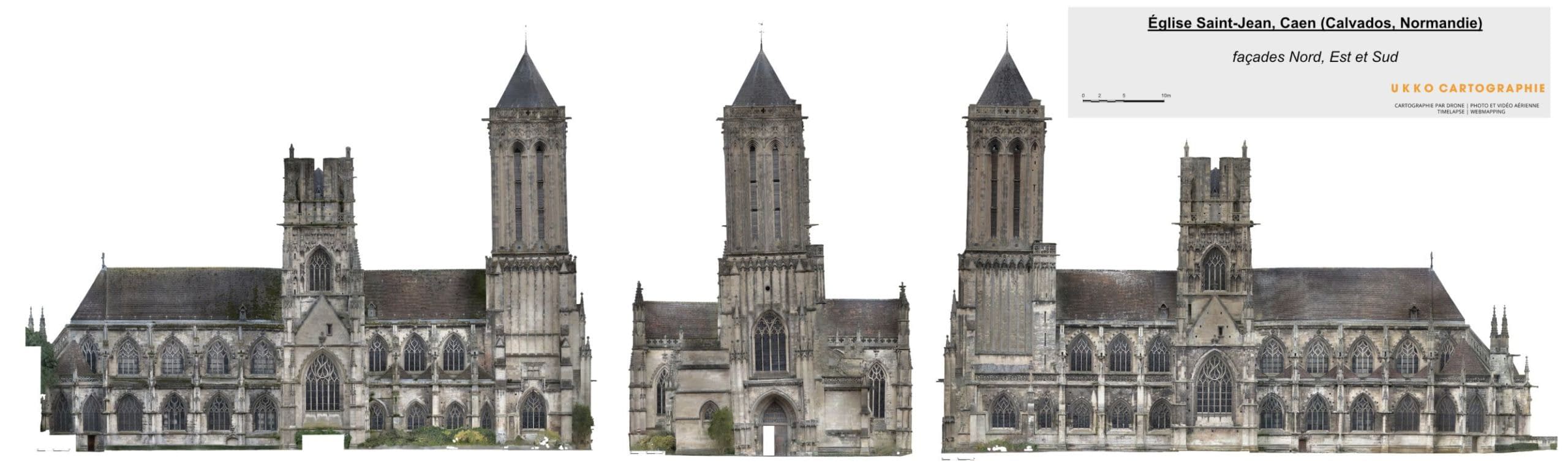 drone et monuments historiques 4 façades de l'église saint-jean