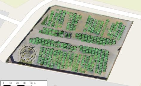 Drone et plan de cimetière